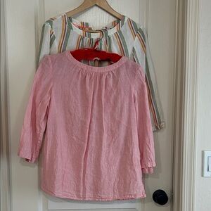 Boden Pink and Striped Blouses Set 100% linen